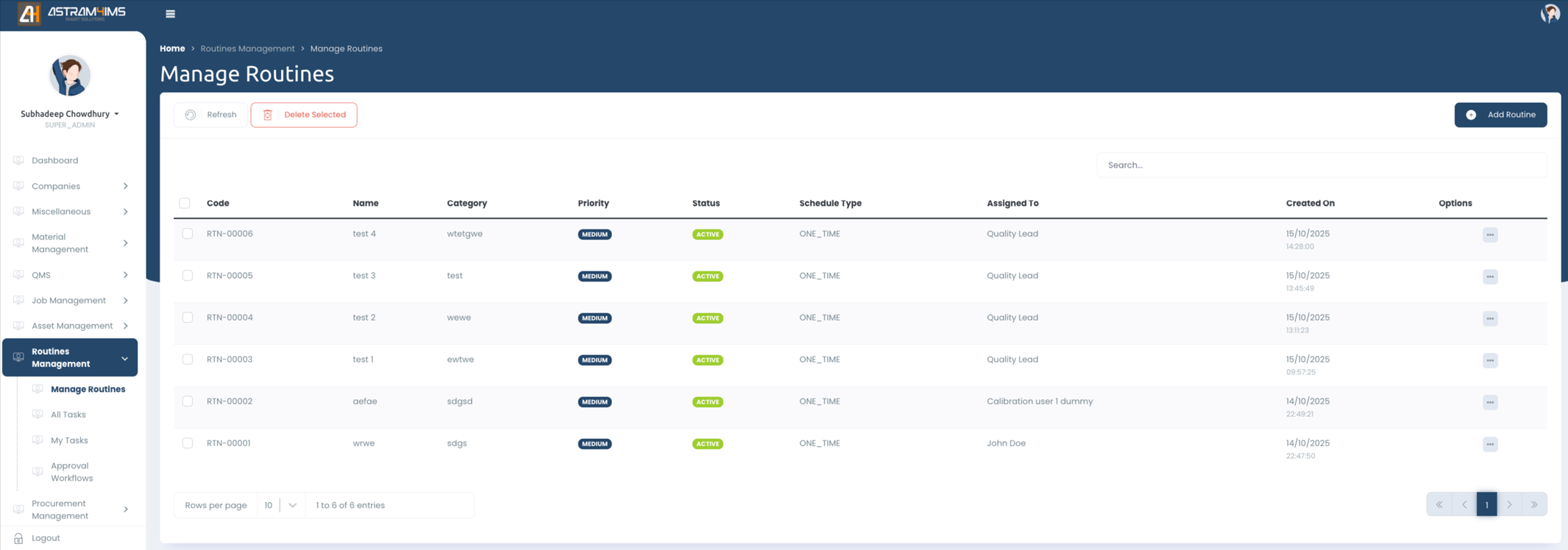 Zum Vergrößern klicken Routines Management